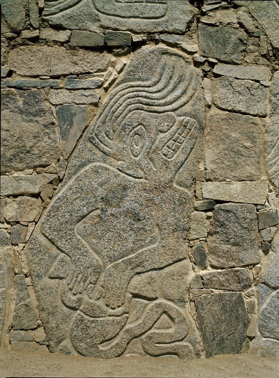 Stěna s reliéfem válečníka od Pre Columbian Pre Columbian