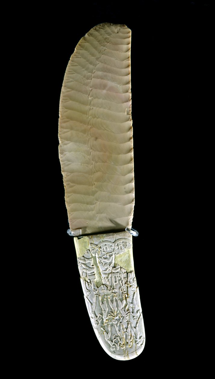 Nůž s vyřezávanými bitevními scénami, z Gebel el-Arak, období Naqada II, cca 3500-3100 (pazourek a hroší slonovina) od Predynastic Period Egyptian