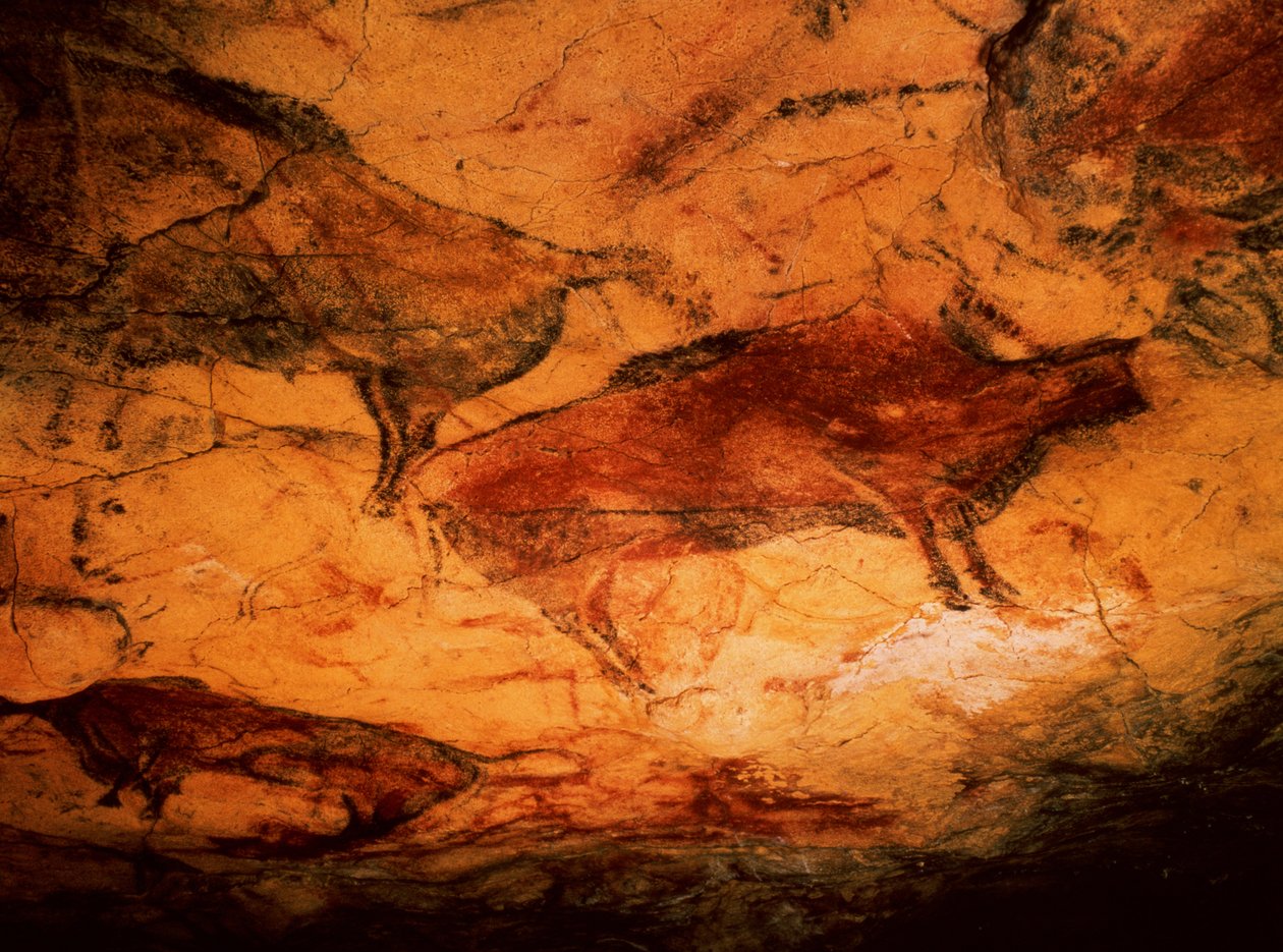 Bison z jeskyní v Altamiře, cca 15 000 př. n. l. (jeskynní malba) od Prehistoric