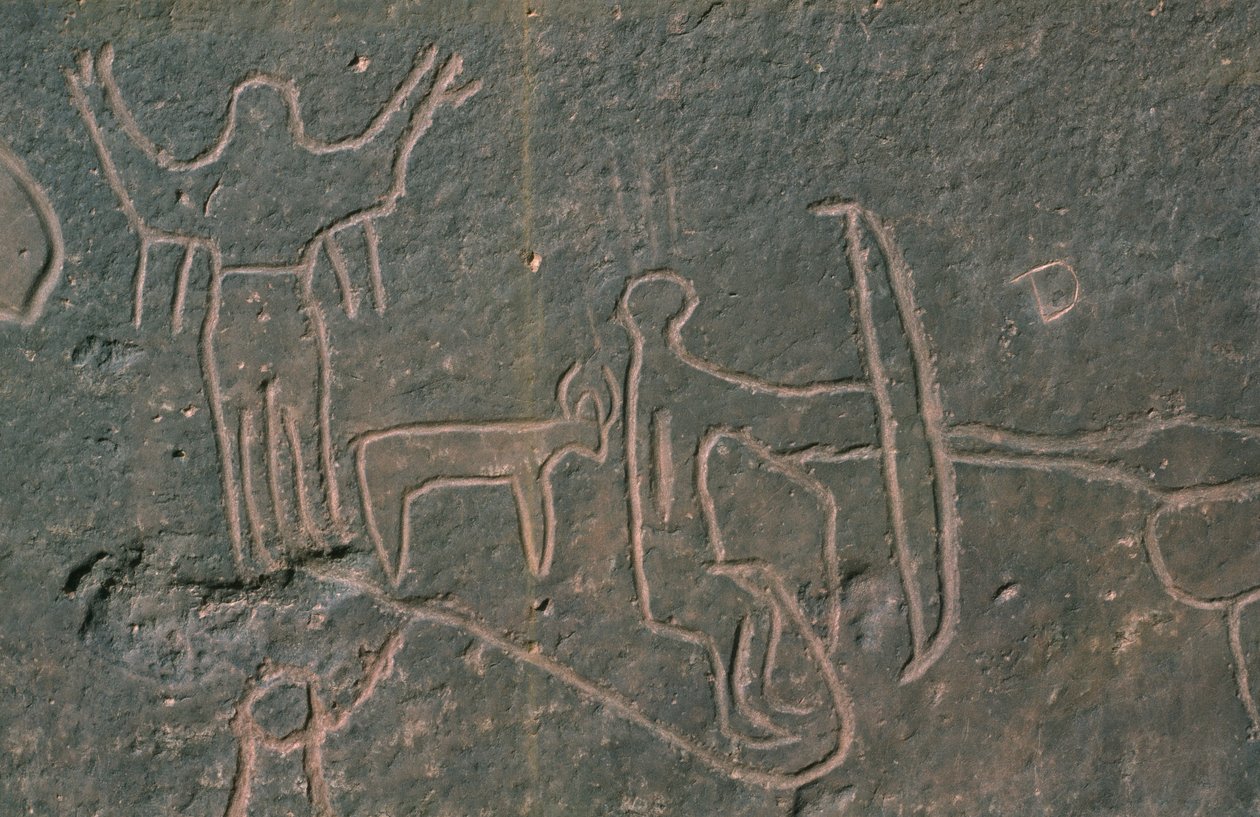 Lidské postavy a zvířata (skalní malba) od Prehistoric