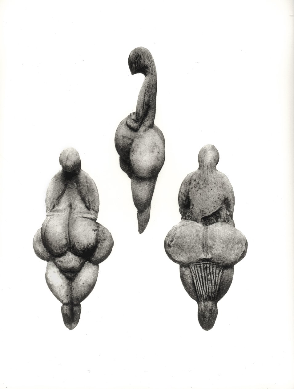 Tři pohledy na sošku „Venuše“ z jeskyně Rideaux, Lespugue, Haute-Garonne od Prehistoric