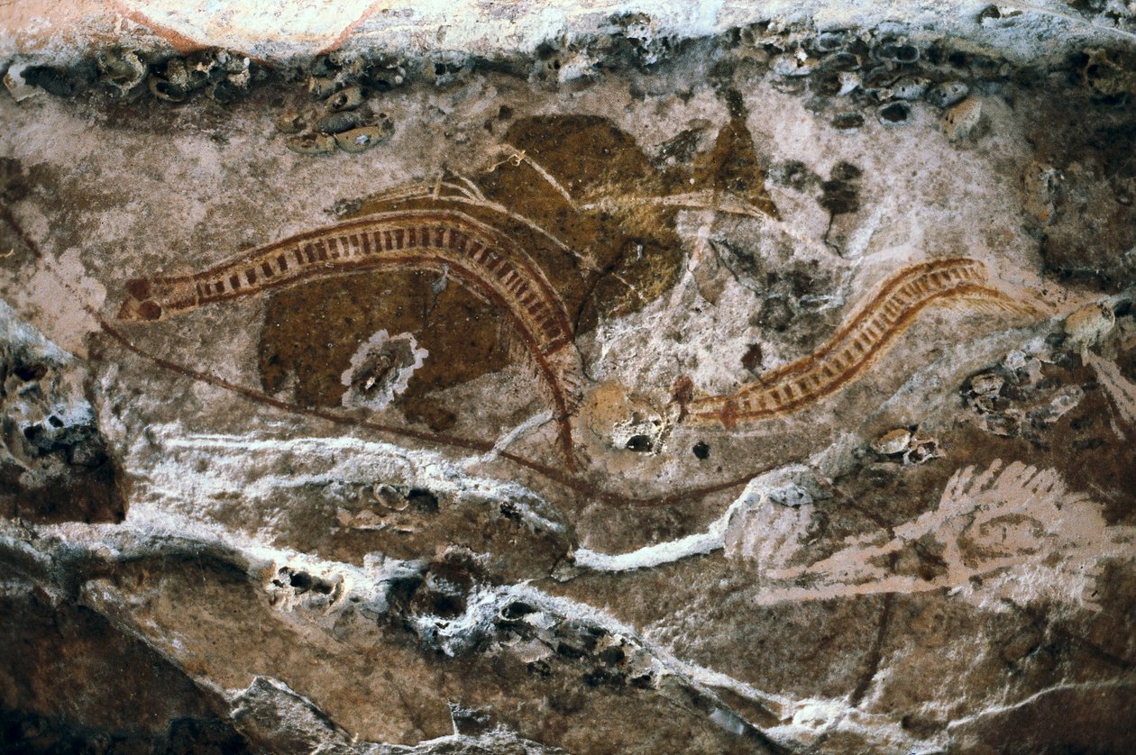 Domorodá skalní malba, místo jeskyní Ubirr, národní park Kakadu, Austrálie (malba) od Prehistoric Prehistoric