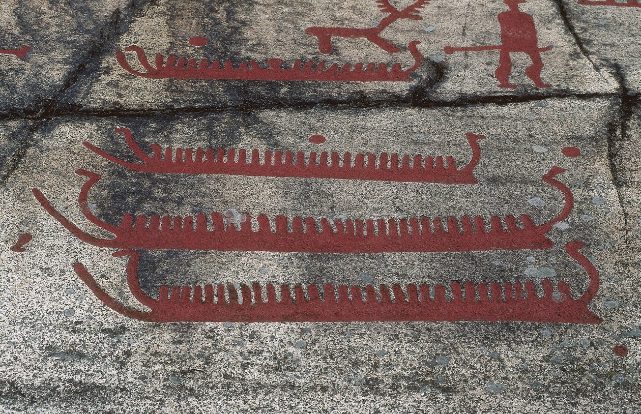 Lodě, Fossum rock, Petroglyph of Tanum, Švédsko od Prehistoric Prehistoric