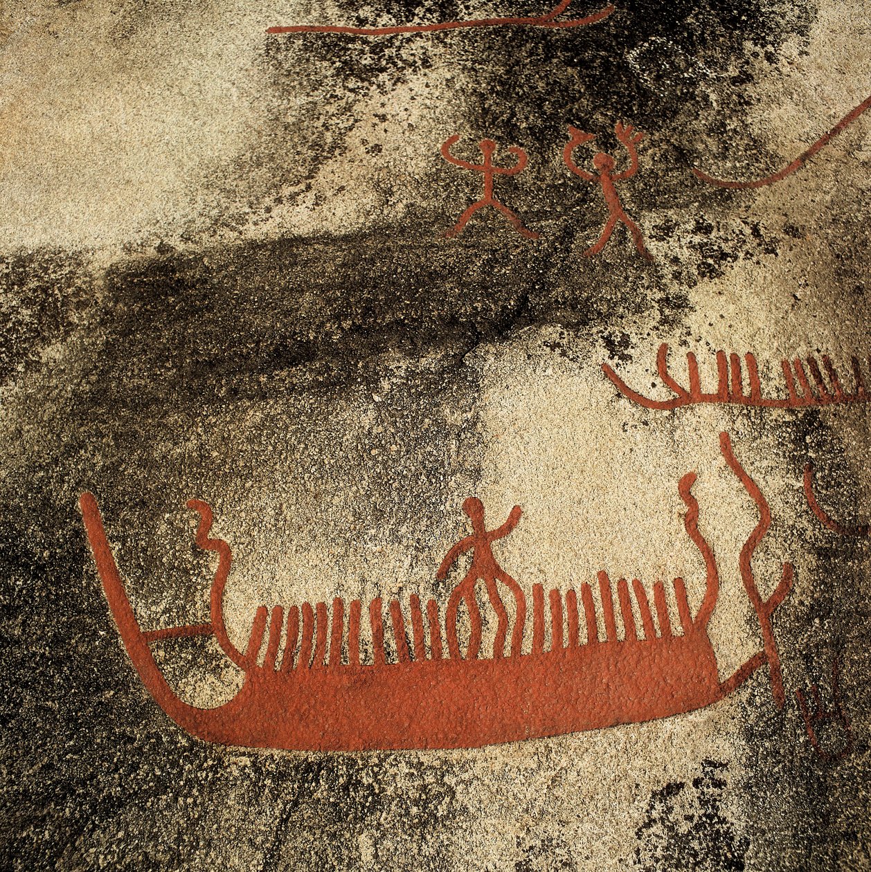Postavy na lodi, cca 1000 př. n. l. (skalní malba) od Prehistoric Prehistoric