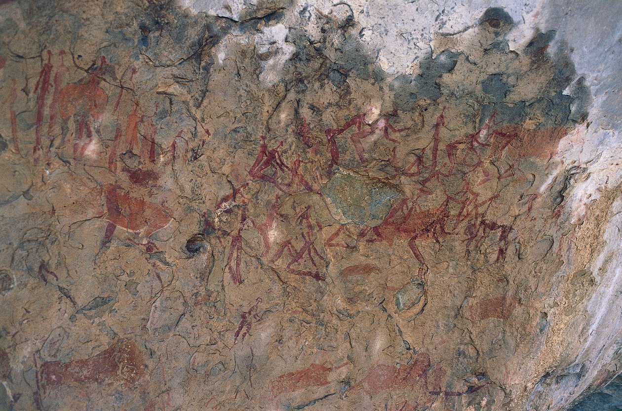 Lidské a zvířecí postavy (jeskynní malba) od Prehistoric Prehistoric