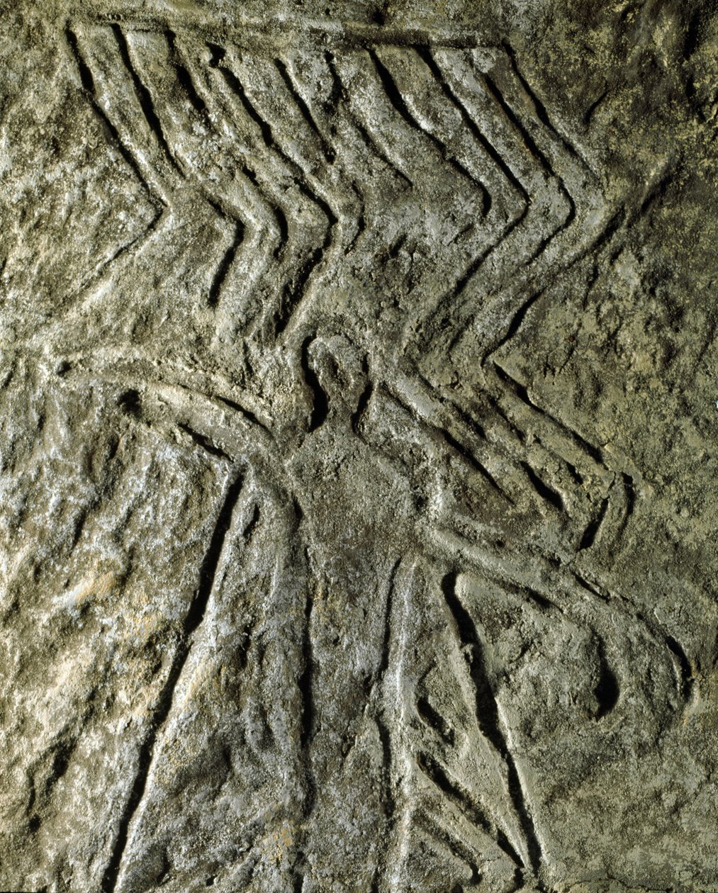 Prehistorie, skalní umění: petroglyf (graffiti na kameni) zobrazení lidské postavy. neolit, doba kamenná. (Ázerbájdžán) Doba bronzová. Baku, ázerbájdžánské státní muzeum historie náboženství od Prehistoric Prehistoric