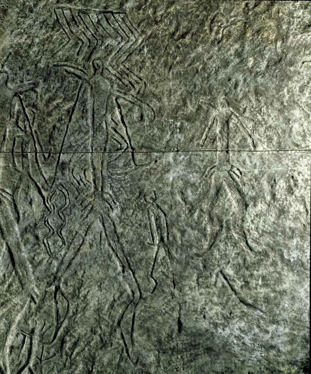 Pravěk, skalní umění: petroglyf (graffiti na kameni) lidských postav. neolit, doba kamenná. (Ázerbájdžán) Doba bronzová. Baku, ázerbájdžánské státní muzeum historie náboženství od Prehistoric Prehistoric