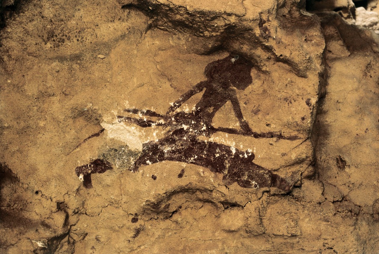 Rock Art: lovec žen. Pravěk, svrchní paleolit. Jeskyně Tio Garroso, Španělsko. od Prehistoric Prehistoric
