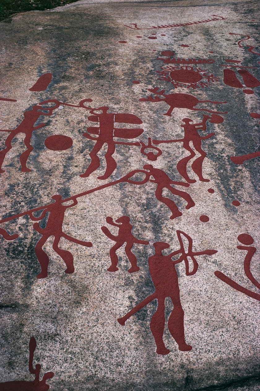 Švédsko, kraj Vastra Gotaland, severně od Bohuslanu, Tanum (Tanumshede), skalní kresby od Prehistoric Prehistoric