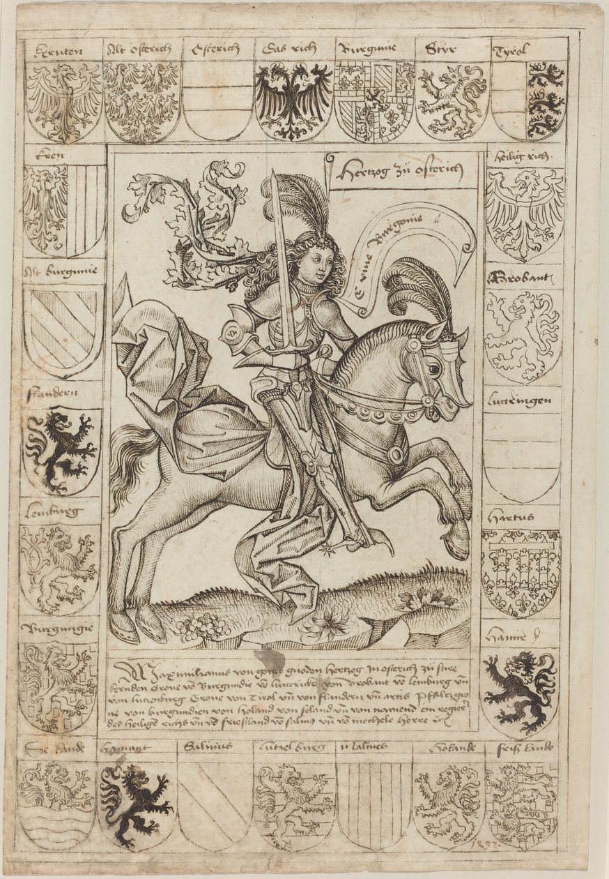 Maxmilián, vévoda rakouský, na koni od Primary Master of the Strassburg Chronicle