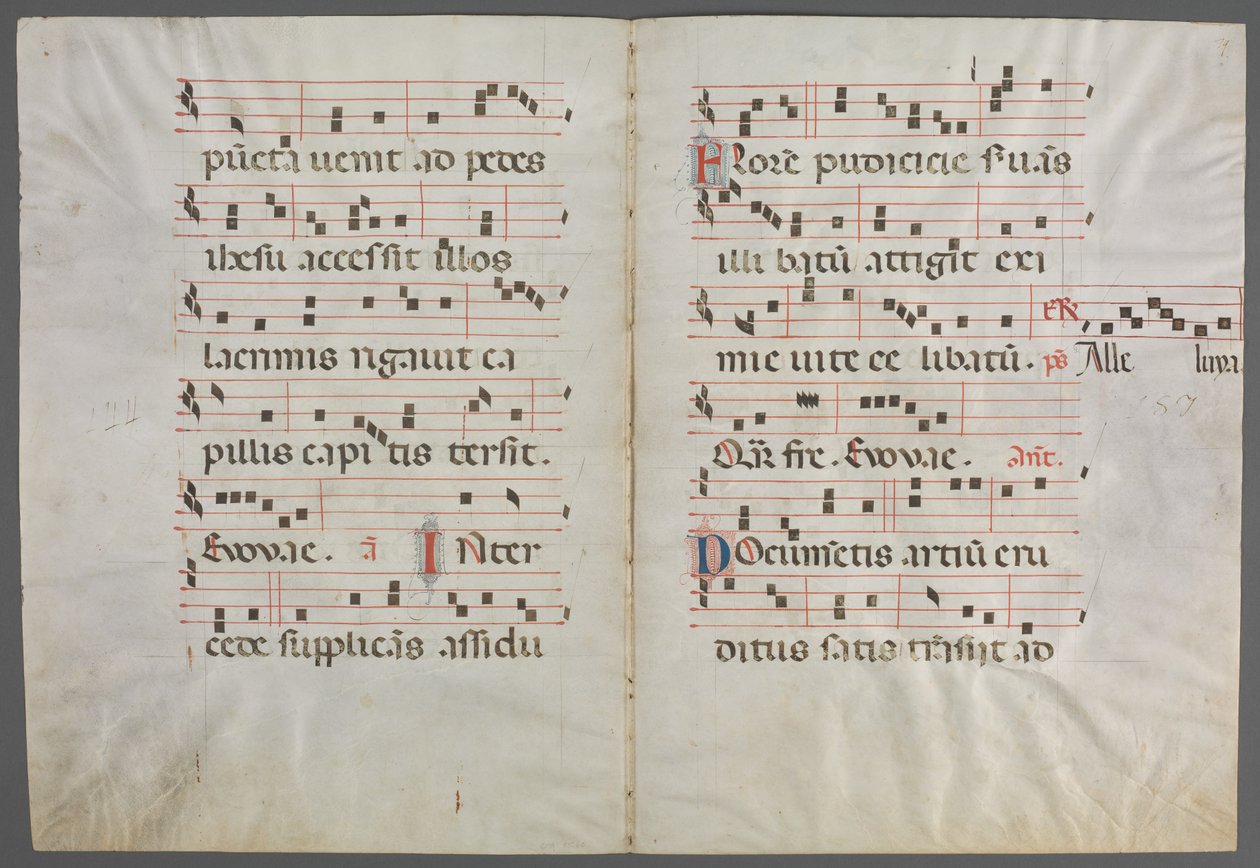 Bifolium z antifonáře: Hudba, c. 1320-1340. od Primo Miniatore di San Domenico