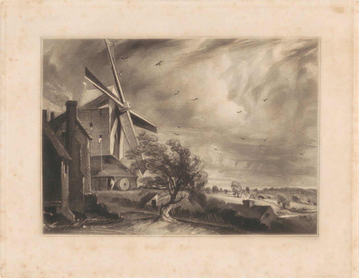 Mlýn poblíž Colchesteru od Print made by David Lucas
