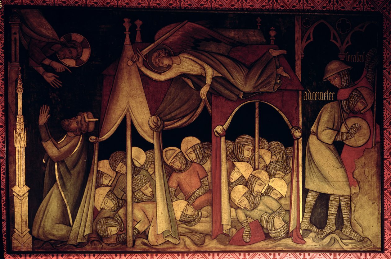 Historie Ezechiáše, rekonstrukce nástěnného obrazu původně v Malované komoře Westminsterského paláce od Professor Ernest Tristram