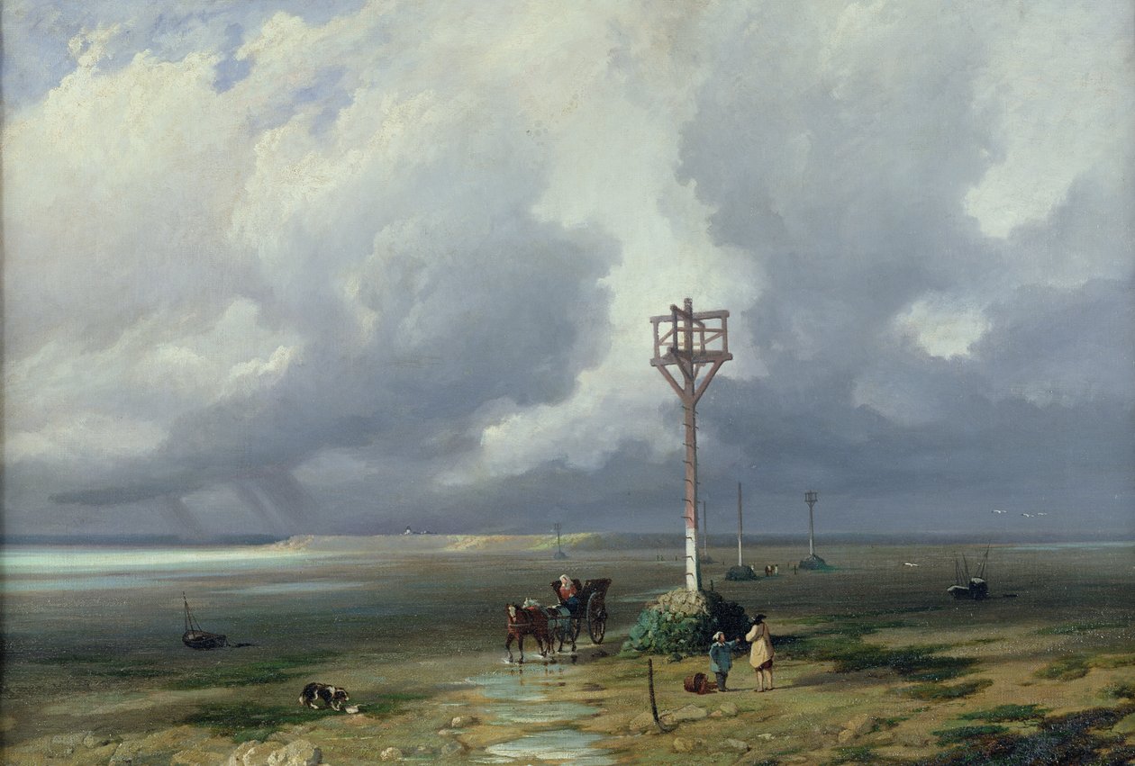 Průchod du Gois u Noirmoutier, 1859 od Prosper Barbot