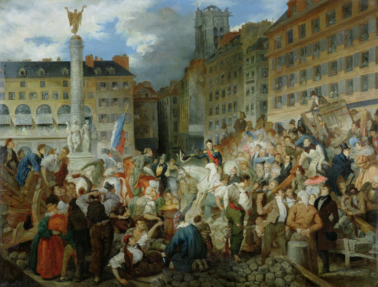 Vévoda z Orleansu překračuje Place du Chatelet 31. července 1830 od Prosper Lafaye or Lafait