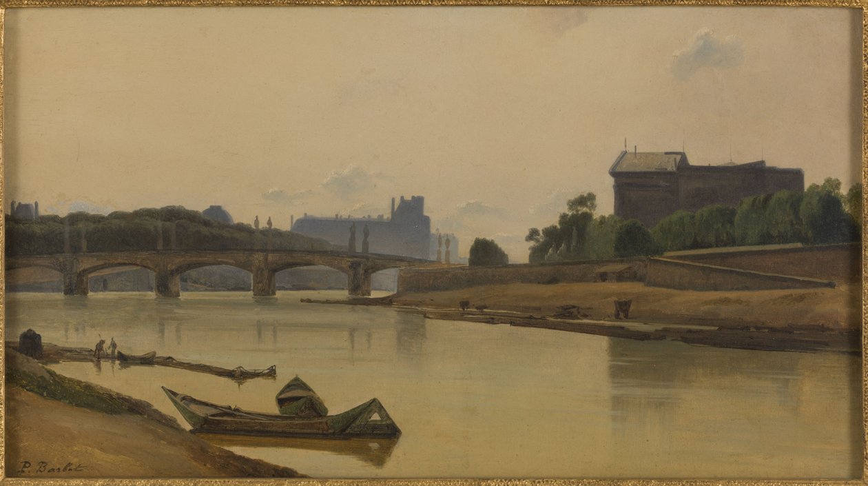 Le pont de la Concorde vu du quai de la Conférence, asi 1830, asi 1830 (olej na plátně) od Prosper Barbot