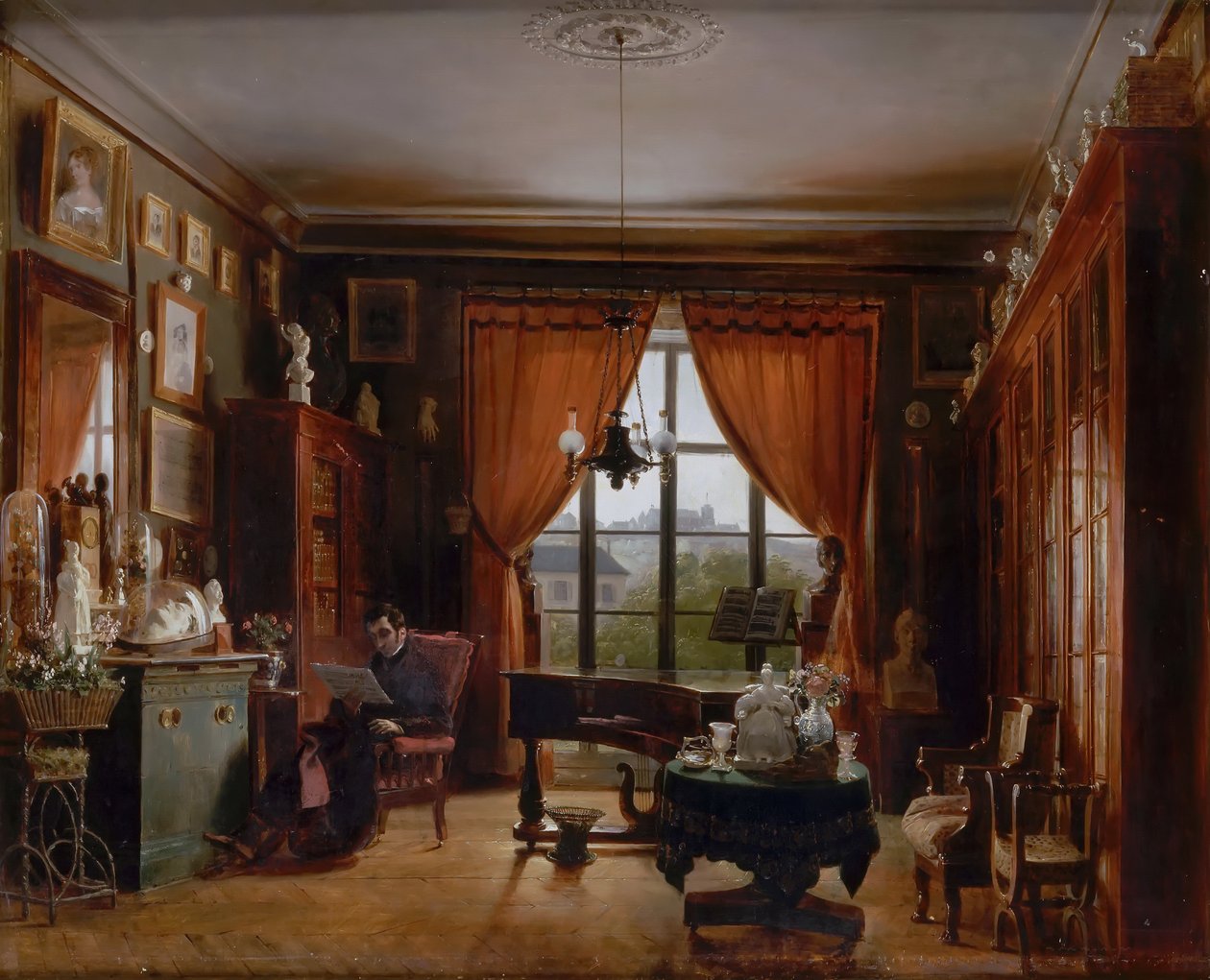 Pierre-Joseph-Guillaume Zimmermann ve svém bytě na náměstí dOrléans, Paříž od Prosper Lafaye or Lafait