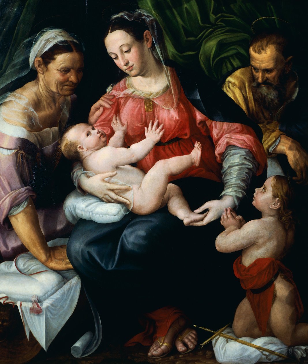 Svatá rodina, Prospero Fontana (1512-1597). od Prospero Fontana