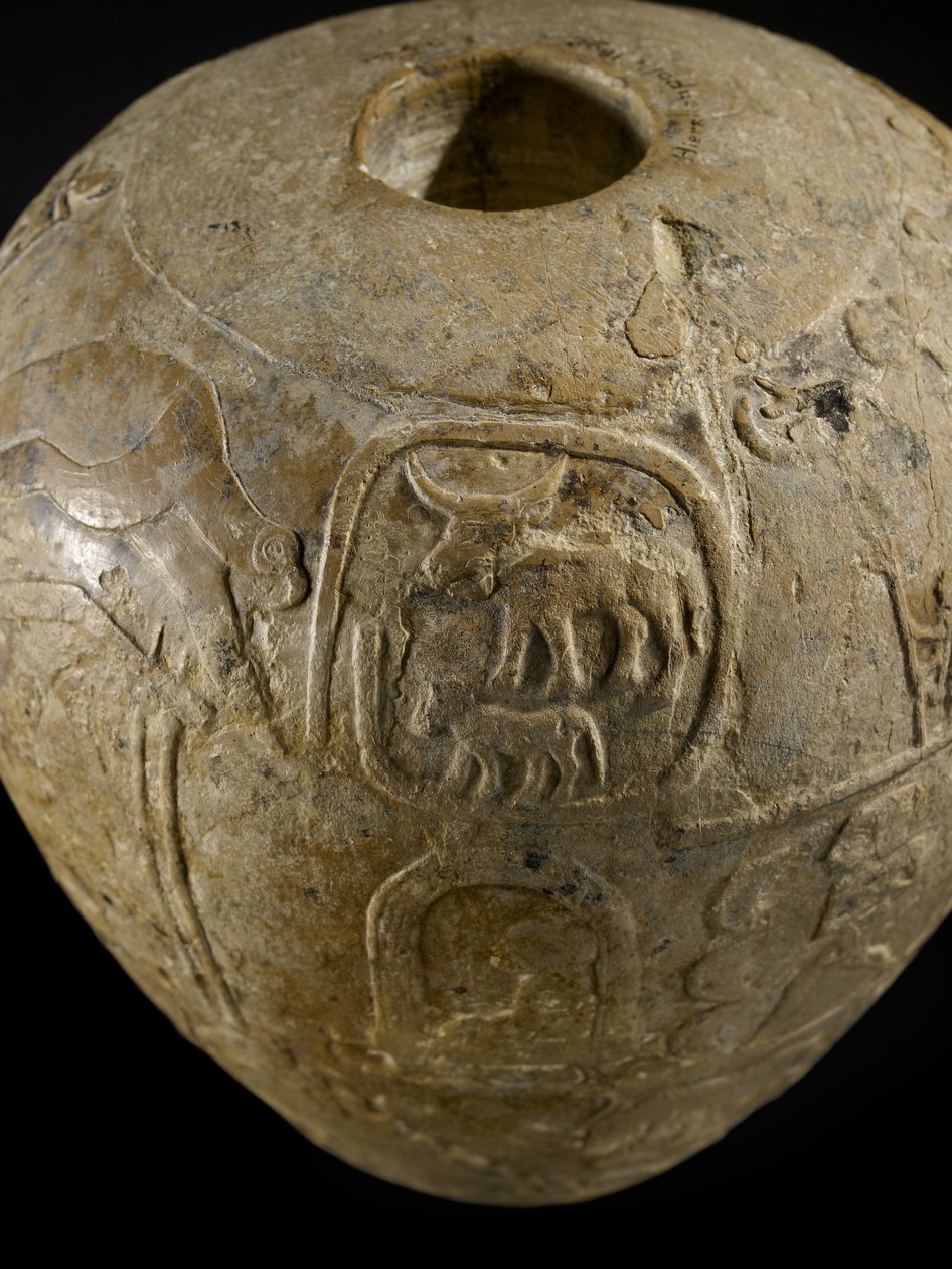 Macehead z narmerského vápence od Protodynastic Period Egyptian
