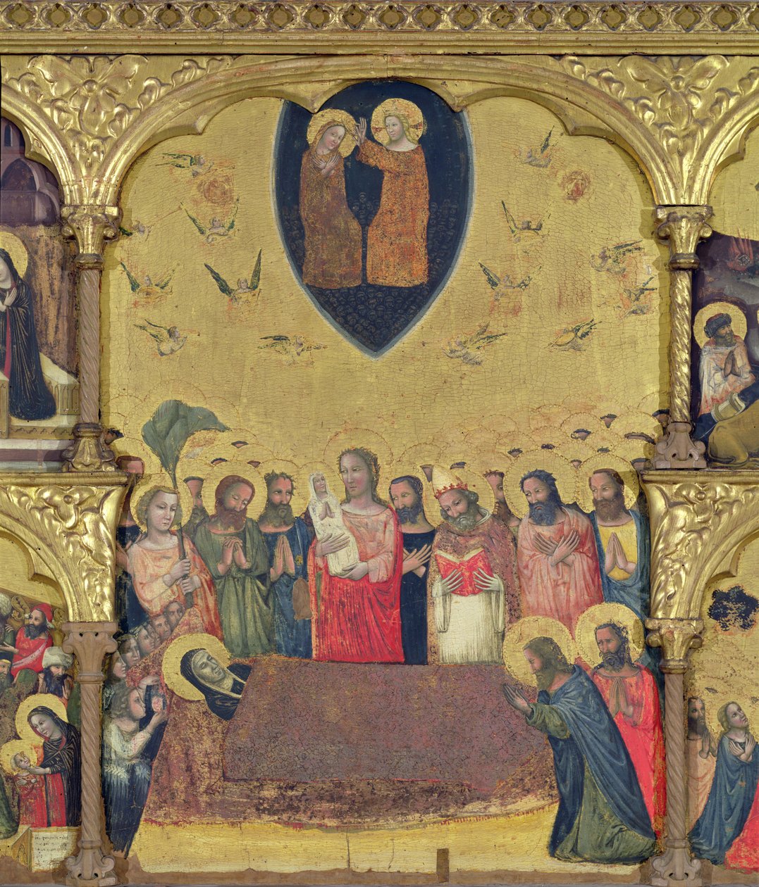 Polyptych Usnutí Panny Marie, detail Usnutí a korunovace (tempera na panelu) od Pseudo Jacopino di Francesco
