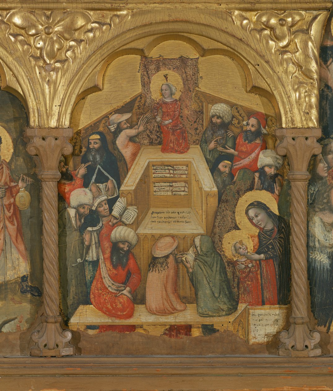 Polyptych Usnutí Panny Marie, detail Ježíše s lékaři (tempera na panelu) od Pseudo Jacopino di Francesco