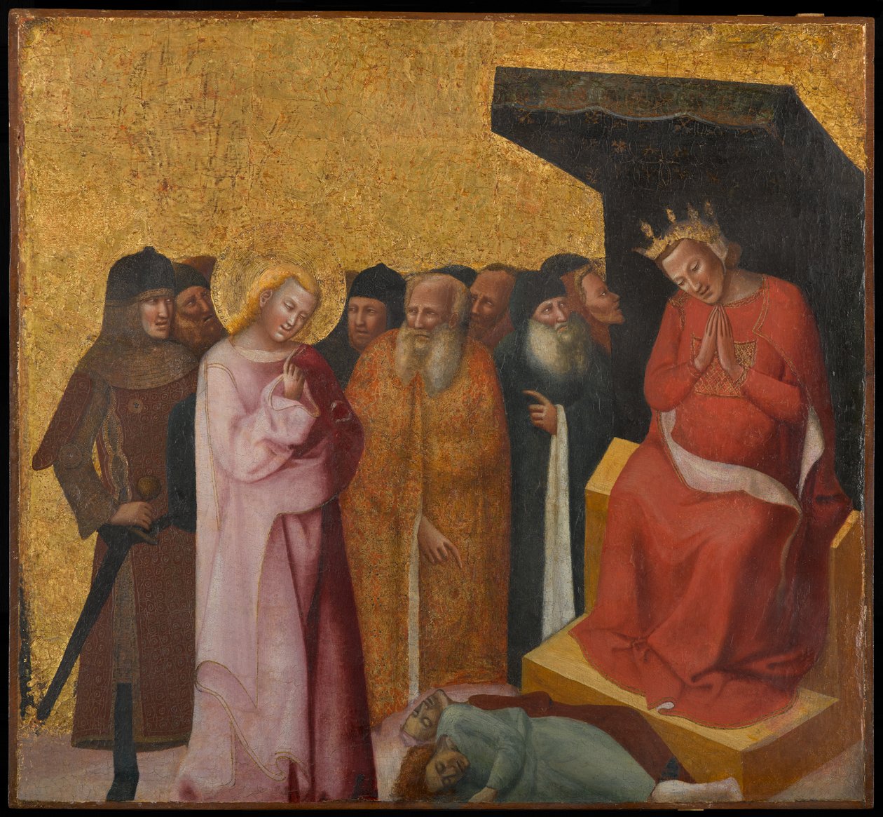 St. John the Evangelist Restoring Two Men to Life, asi 1325-1330 (tempera a plátkové zlato na panelu) od Pseudo Jacopino di Francesco