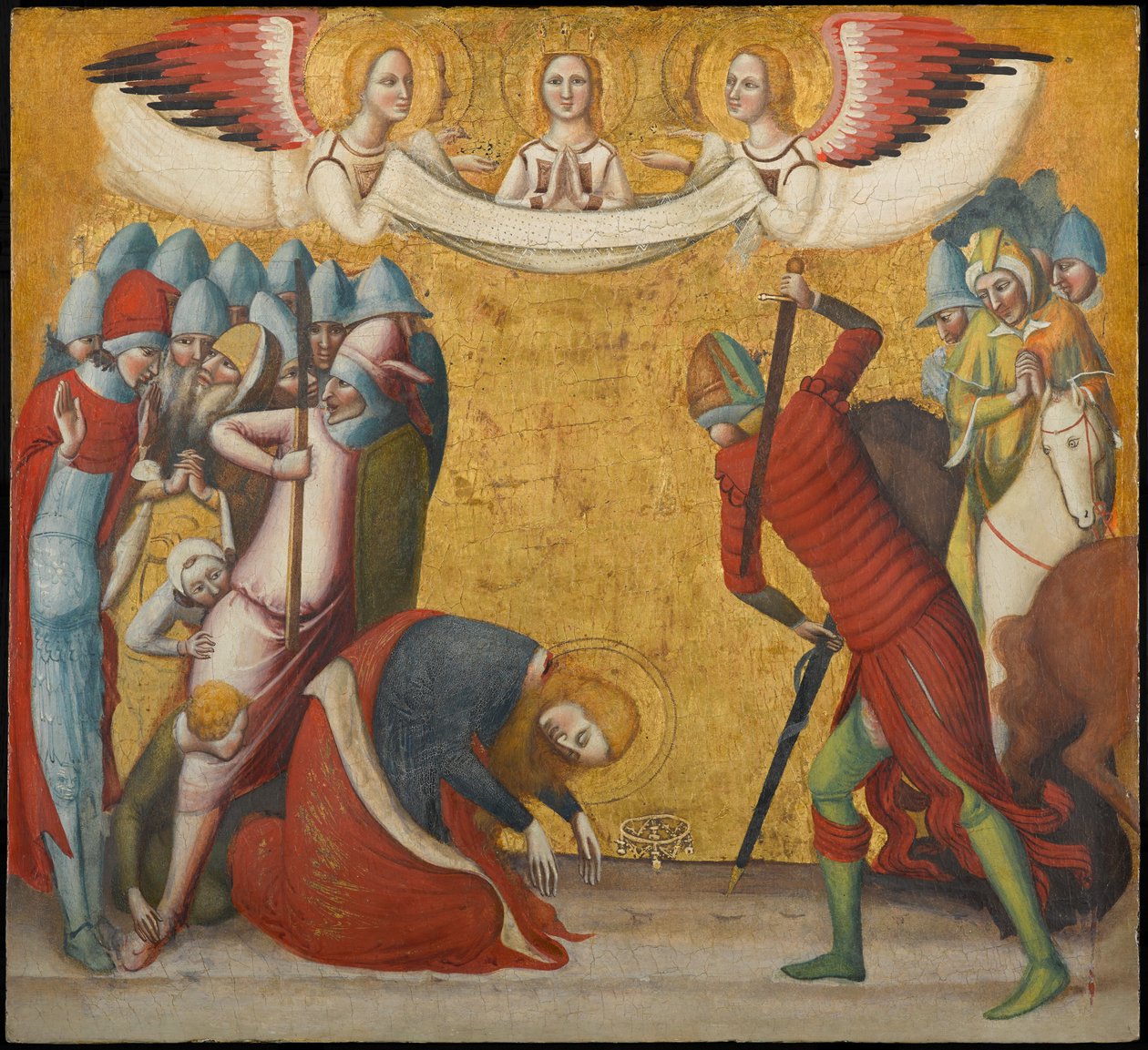 Stětí sv. Kateřiny Alexandrijské, cca 1325-1330 (tempera a plátkové zlato na desce) od Pseudo Jacopino di Francesco