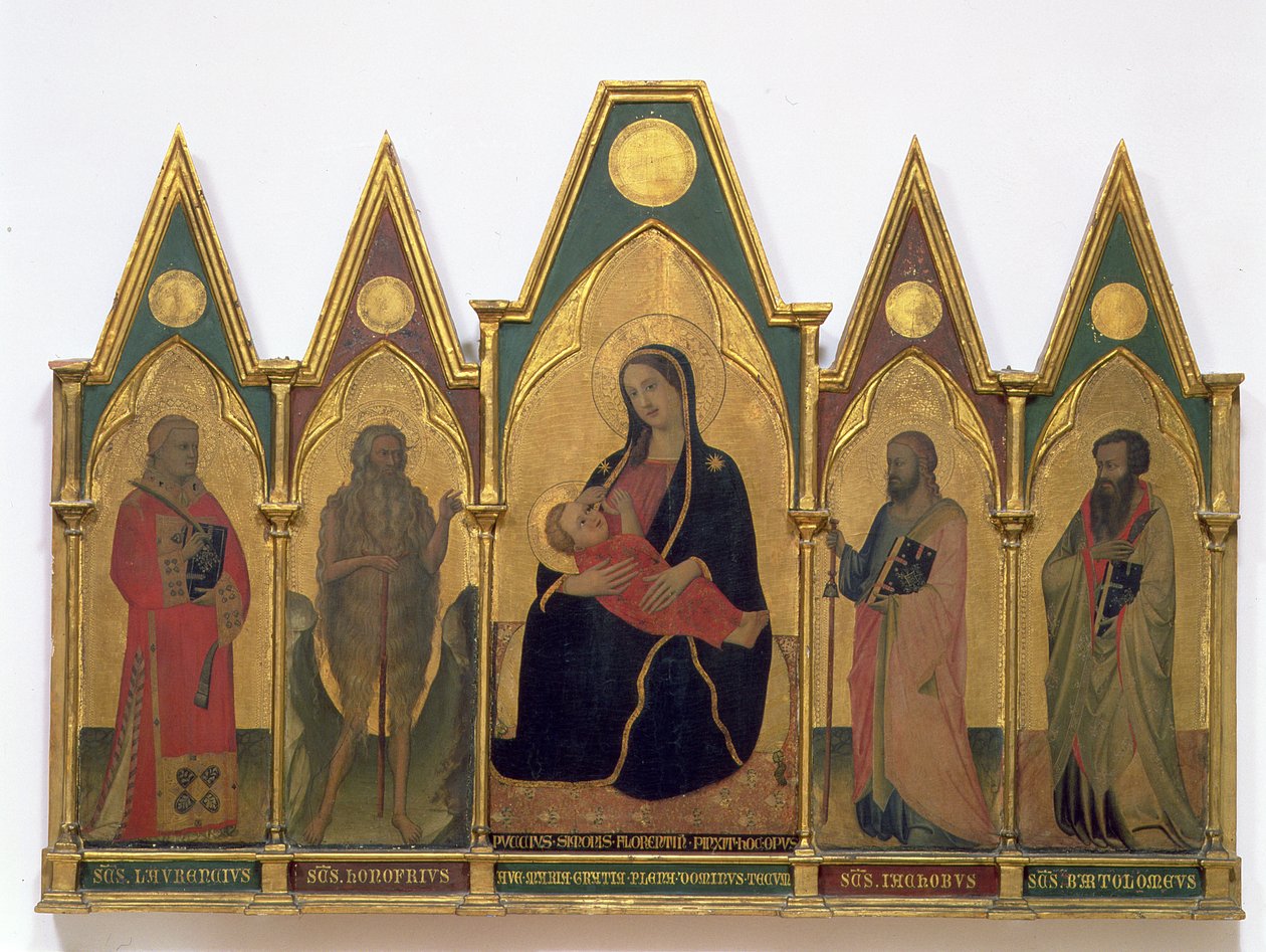 Madona pokory se svatými (tempera na panelu) od Puccio di Simone
