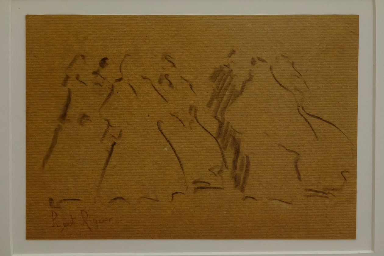 skica ženských postav, Narcís Puget Riquer, kresba uhlem, muzeum Puget, šlechtický dům Can LLaudis, Dalt Vila, Ibiza, baleárské ostrovy, Španělsko od Puget Riquer