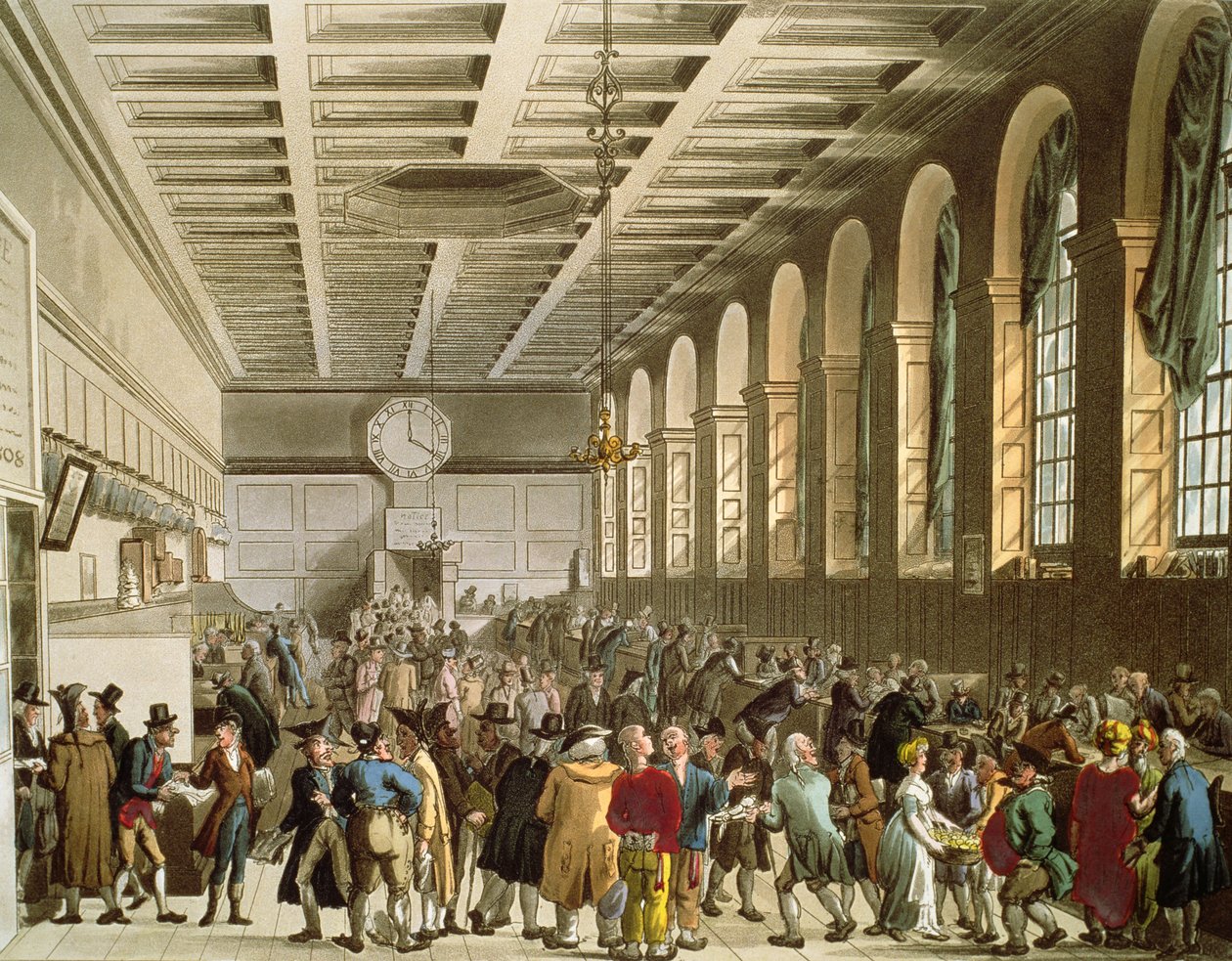 Celnice, Dlouhá místnost, z Ackermannova „Microkosmu Londýna“ od Pugin and Rowlandson