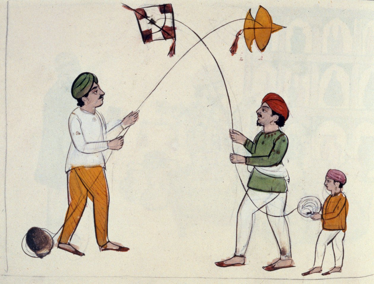 Létající draci, cca 1890 (wc na papíře) od Punjabi School