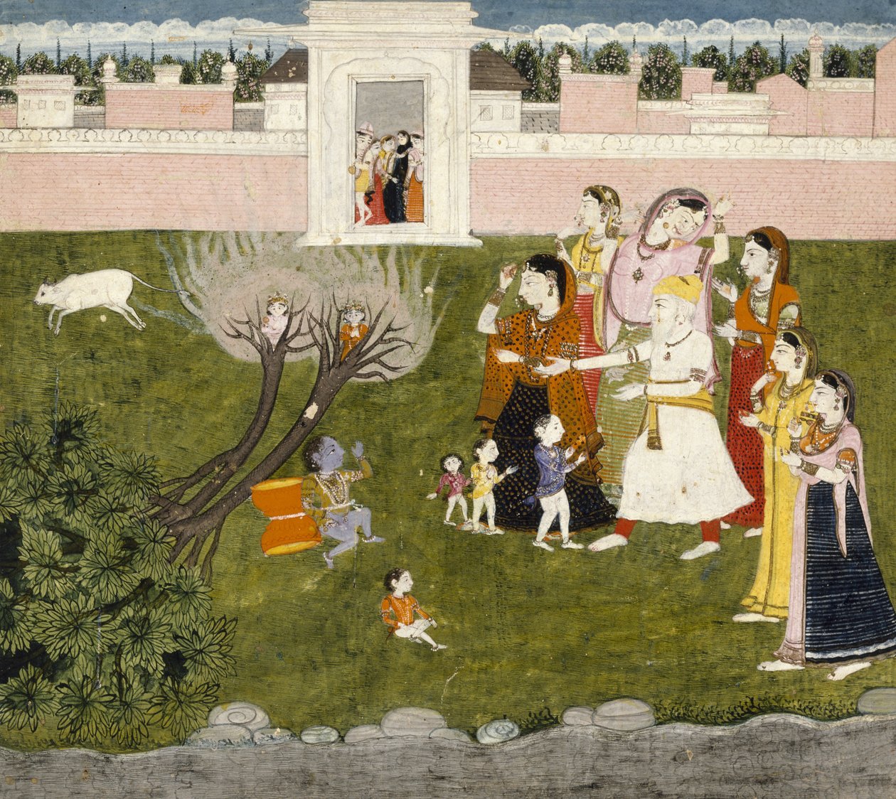 Bez názvu (příběh o Krišnovi), cca 1800 (tempera na položený papír) od Kangra