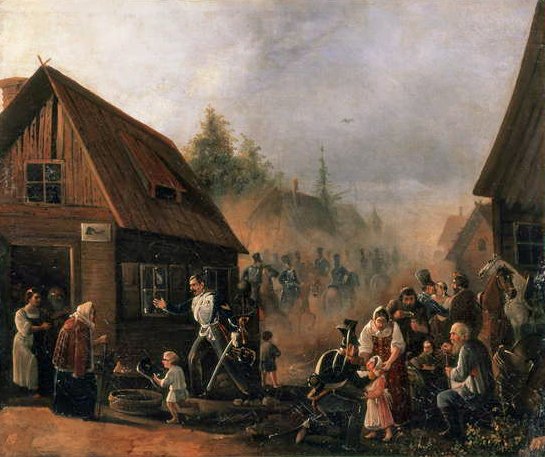 Scéna z rusko-francouzské války v roce 1812, 1852 od Pyotr Baykov