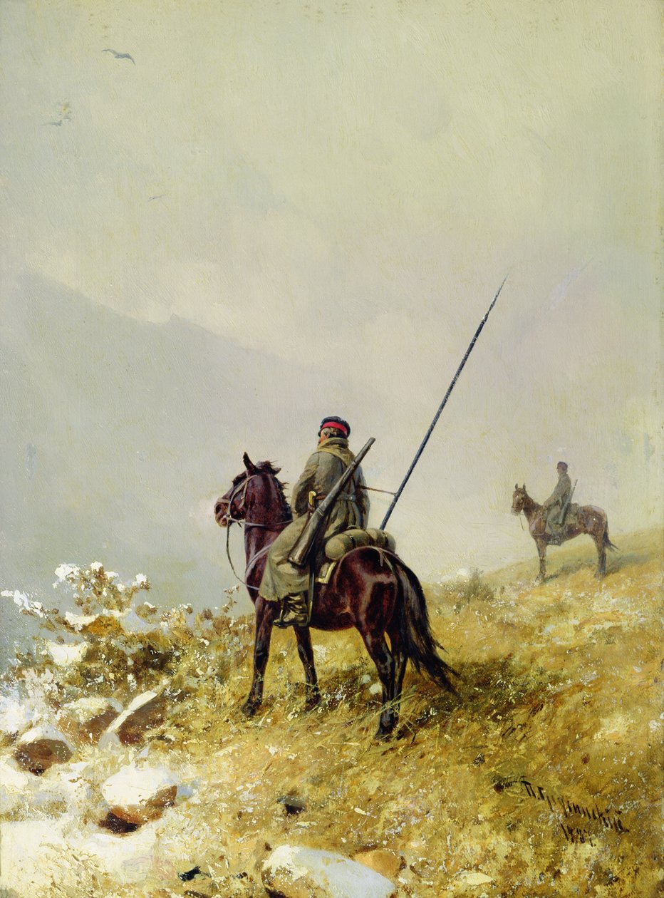 The Patrol, 1887 (olej na kartonu) od Pyotr Nikolayevich Grusinsky
