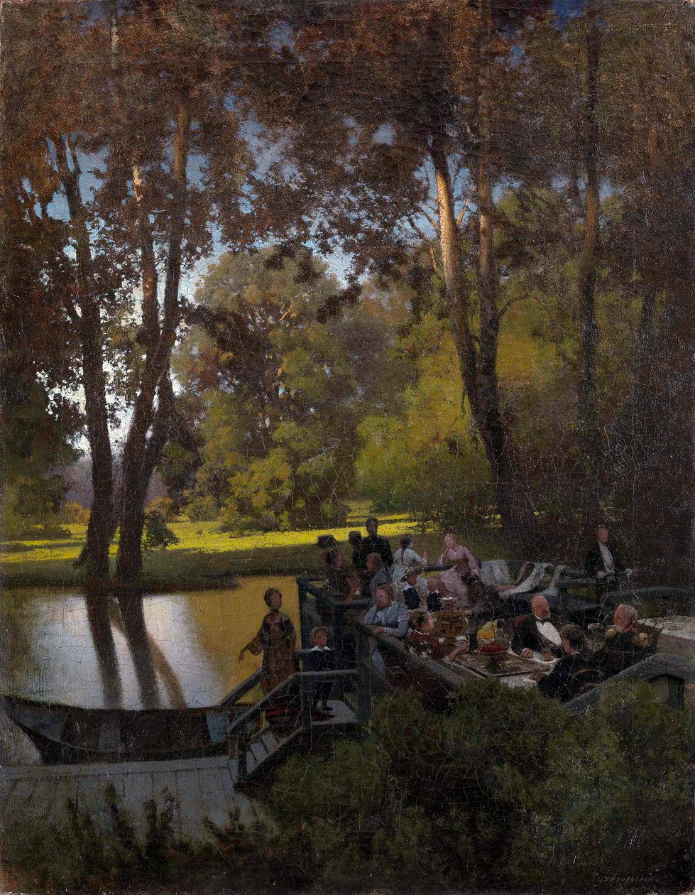 ""Dejeuner au parc"" (Oběd v parku) Obraz Petra Alexandroviče Suchodolského (1835-1903) Olej na plátně Rozměr 61,5x48 cm Soukromá sbírka od Pyotr Alexandrovich Sukhodolsky