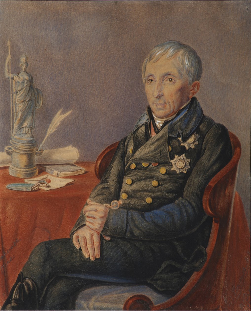 Portrét Alexeje Nikolajeviče Olenina 1763-1843, 20. léta 19. století od Pyotr Alexeevich Olenin