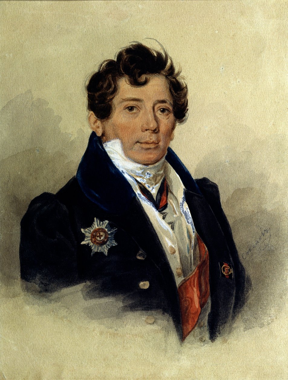 ""Portrét Alexandra Turgeněva (1784-1846), ruského historika a státníka"" Litografie Petra Fjodoroviče Sokolova (1791-1848) 1816 Puškinovo pamětní muzeum, Petrohrad od Pyotr Fyodorovich Sokolov