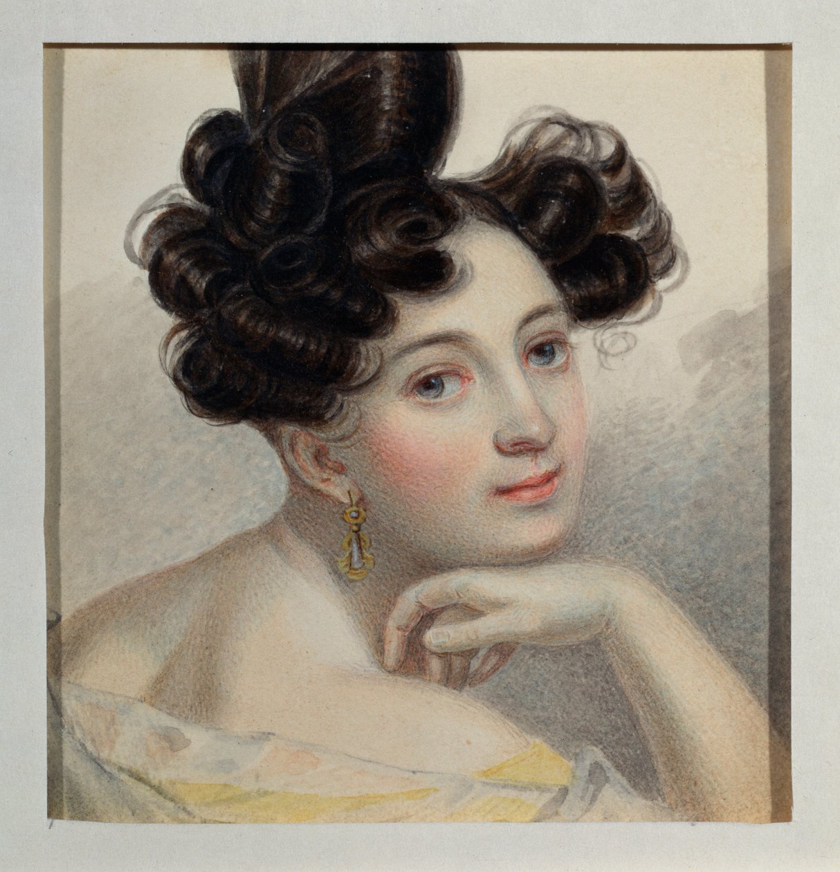 Portrét hraběnky Glafiry z Balmen. Dílo Pyotra (Piotra) Fjodoroviče Sokolova (Peter Sokolov) (1791-1848), akvarel na papíře, cca 1828. Ruské umění od Pyotr Fyodorovich Sokolov