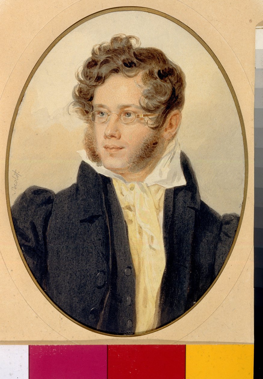 Portrait du Prince Piotr Andreievitch Viazemski (Pierre Wiazemsky) (1792-1878), poete russe (Portrait of the Poet Prince Pyotr A. Vyazemsky). Oeuvre de Pyotr (Piotr) Fyodorovich Sokolov (Pierre Sokolov) (1791-1848) od Pyotr Fyodorovich Sokolov