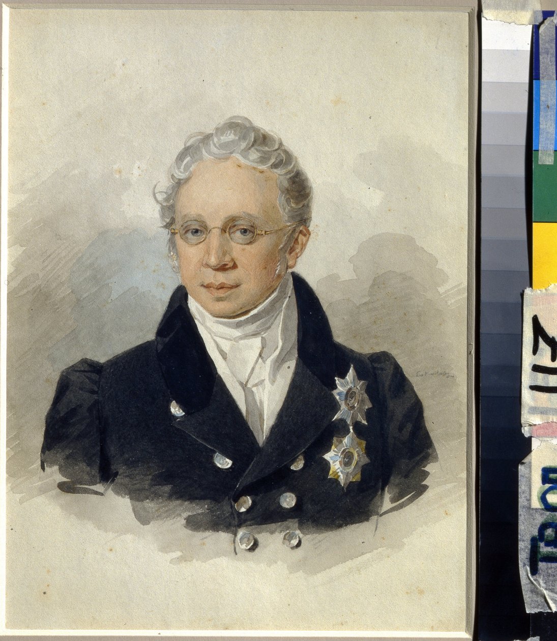 Portrét hraběte Charlese Roberta de Nesselrode (Karl Robert von Nesselrode) (1780-1862). (Portrét hraběte K.R. Nesselrode). Dílo Petra (Piotra) Fjodoroviče Sokolova (Pierre Sokolov) (1791-1848), akvarel na papíře, po roce 1829. Ruské umění 19. stol. od Pyotr Fyodorovich Sokolov
