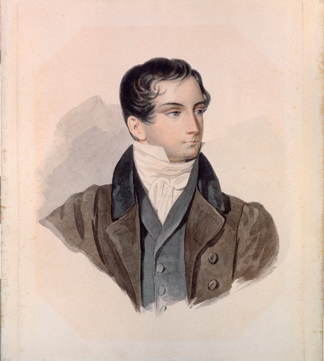 Portrét básníka Dimitrije (Dmitrije) Venevitinova (1805-1827). Umělecké dílo Pyotra (Piotr) Fjodoroviče Sokolova (Pierre Sokolov) (1791-1848), akvarel na papíře od Pyotr Fyodorovich Sokolov