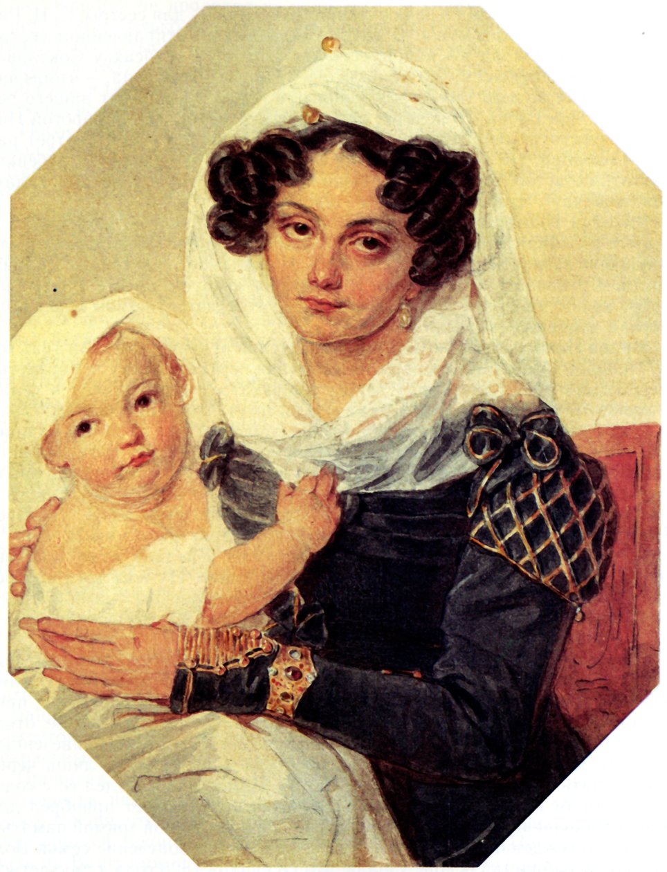 Portrét hraběnky Marie N. Volkonské 1805-1863 se synem Nikolajem, 1826 od Pyotr Fyodorovich Sokolov