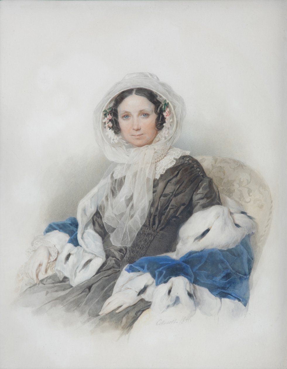 Portrét Jeleny Fjodorovny Ryuminy 1800-1874, 1846 od Pyotr Fyodorovich Sokolov
