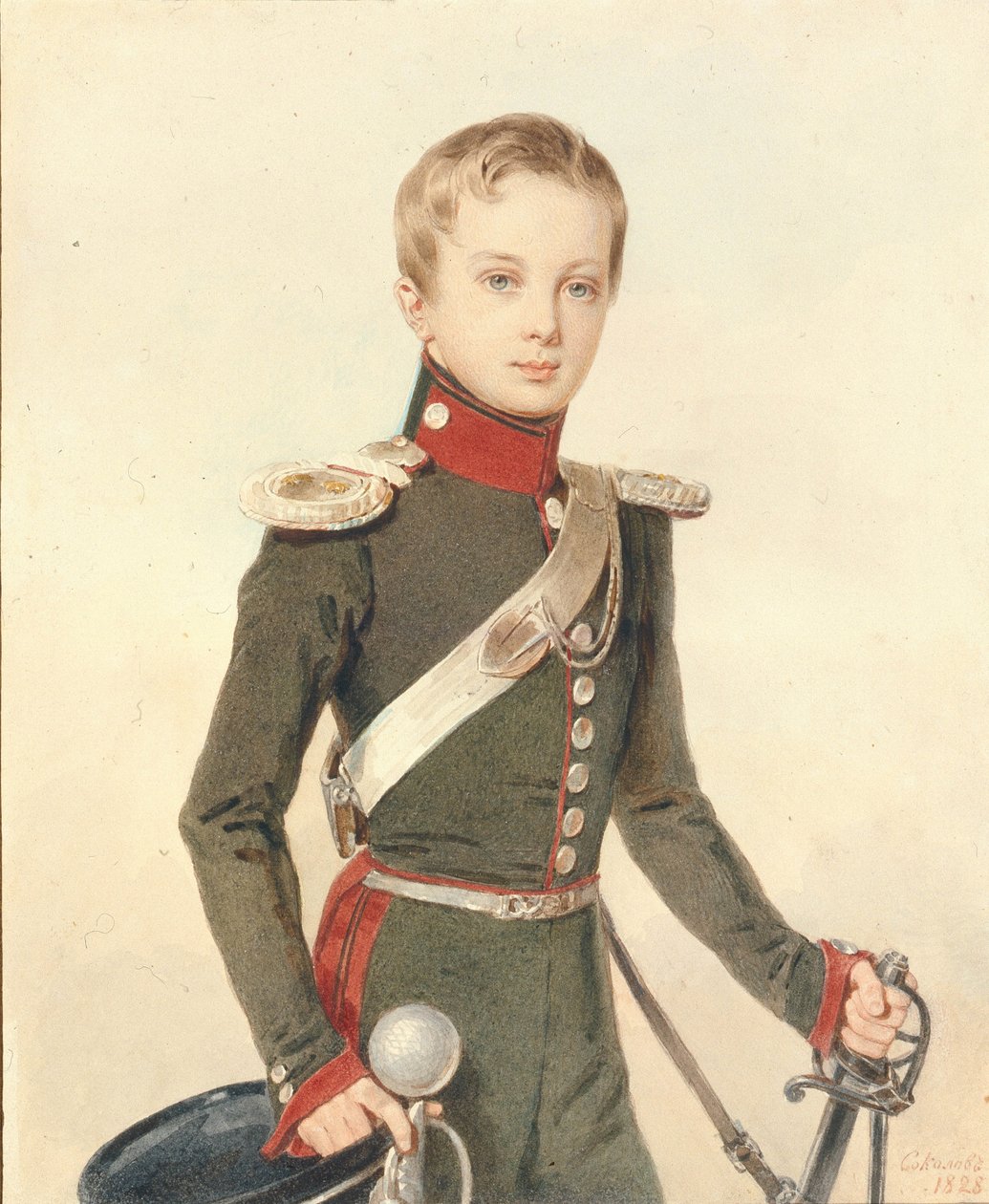 Portrét korunního prince Alexandra Nikolajeviče 1818-1881, 1828 od Pyotr Fyodorovich Sokolov