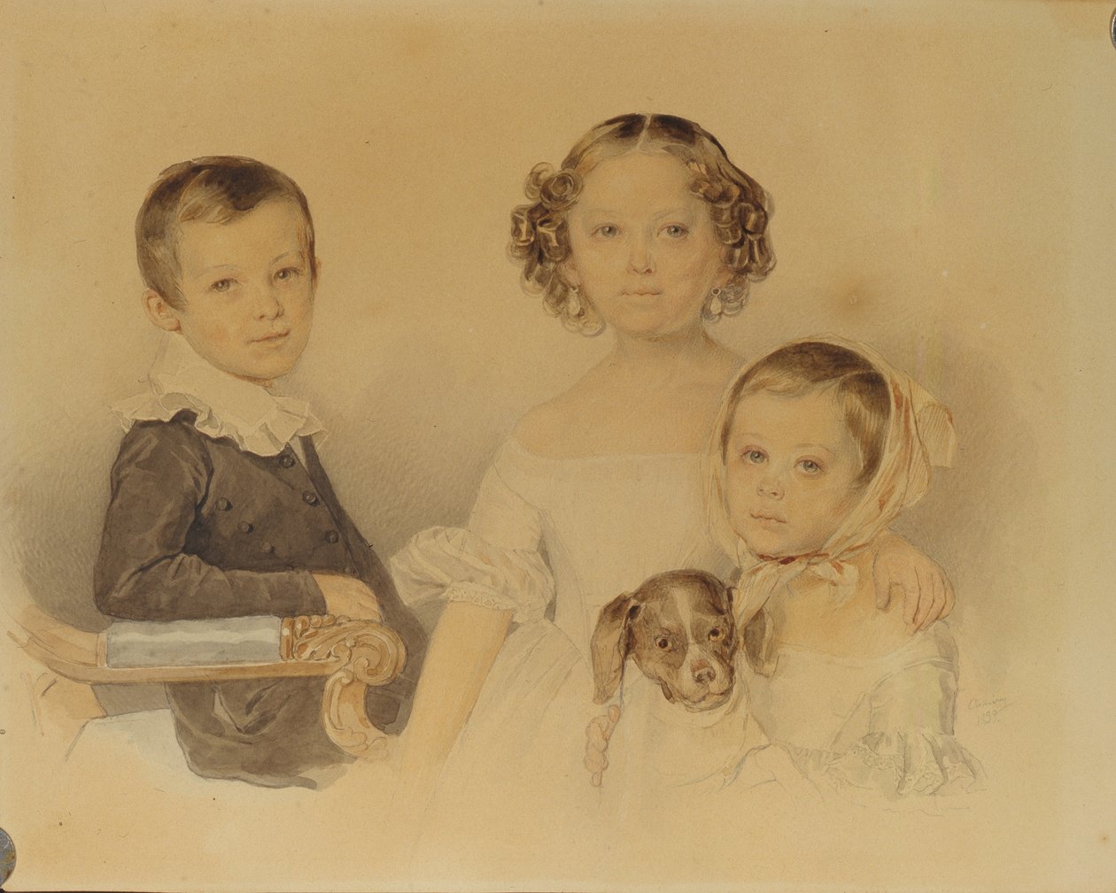 Portrét dětí Lanskoy, 1839 od Pyotr Fyodorovich Sokolov