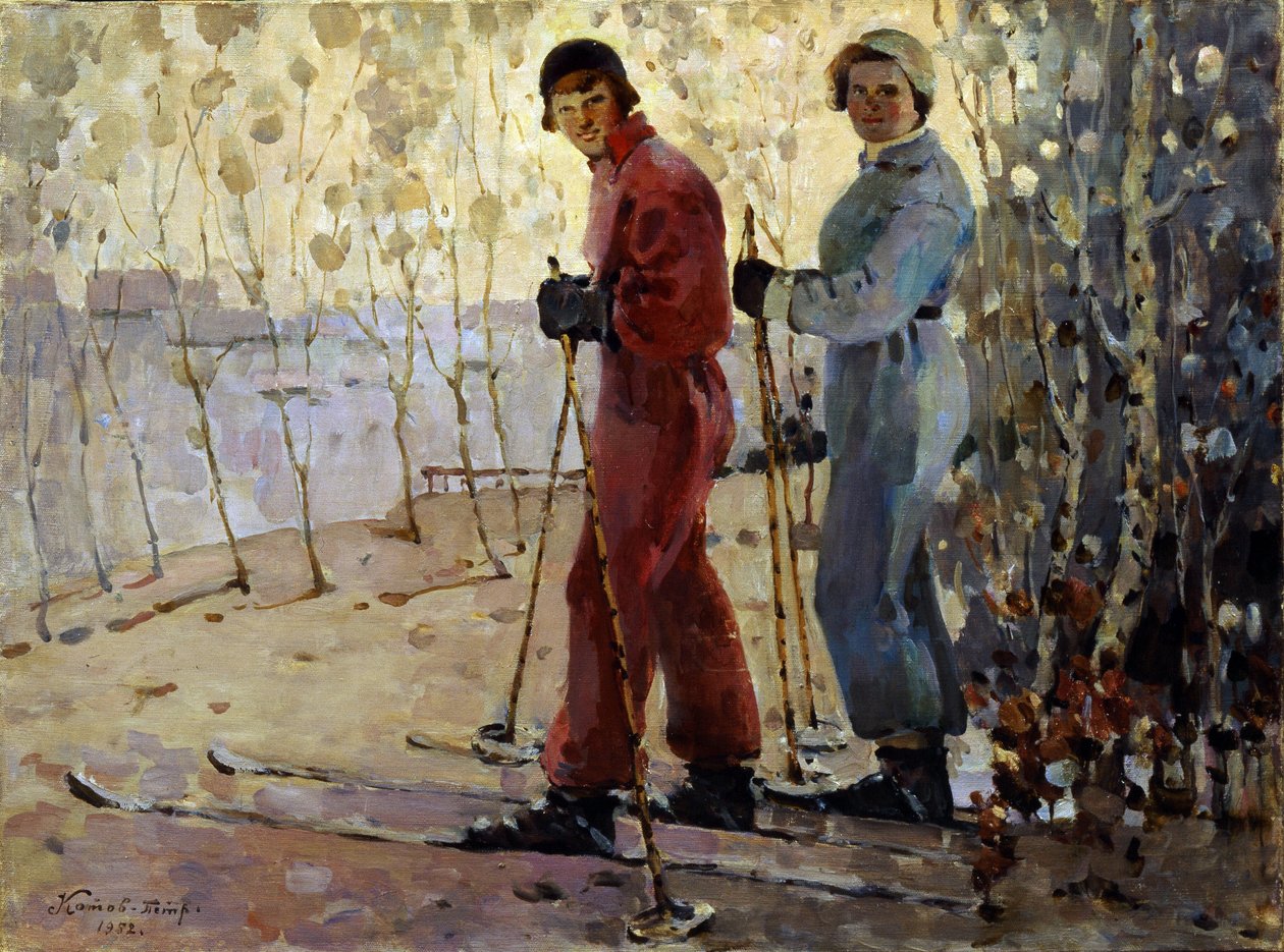 Lyžaři od Pyotr Ivanovich Kotov