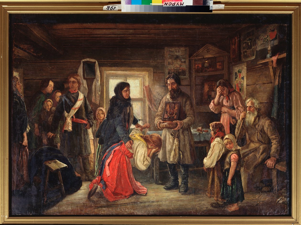 Před svatbou - obraz Petra Ivanoviče Celebrovského (1859-1921), olej na plátně, kolem roku 1900, ruské umění od Pyotr Ivanovich Tselebrovski