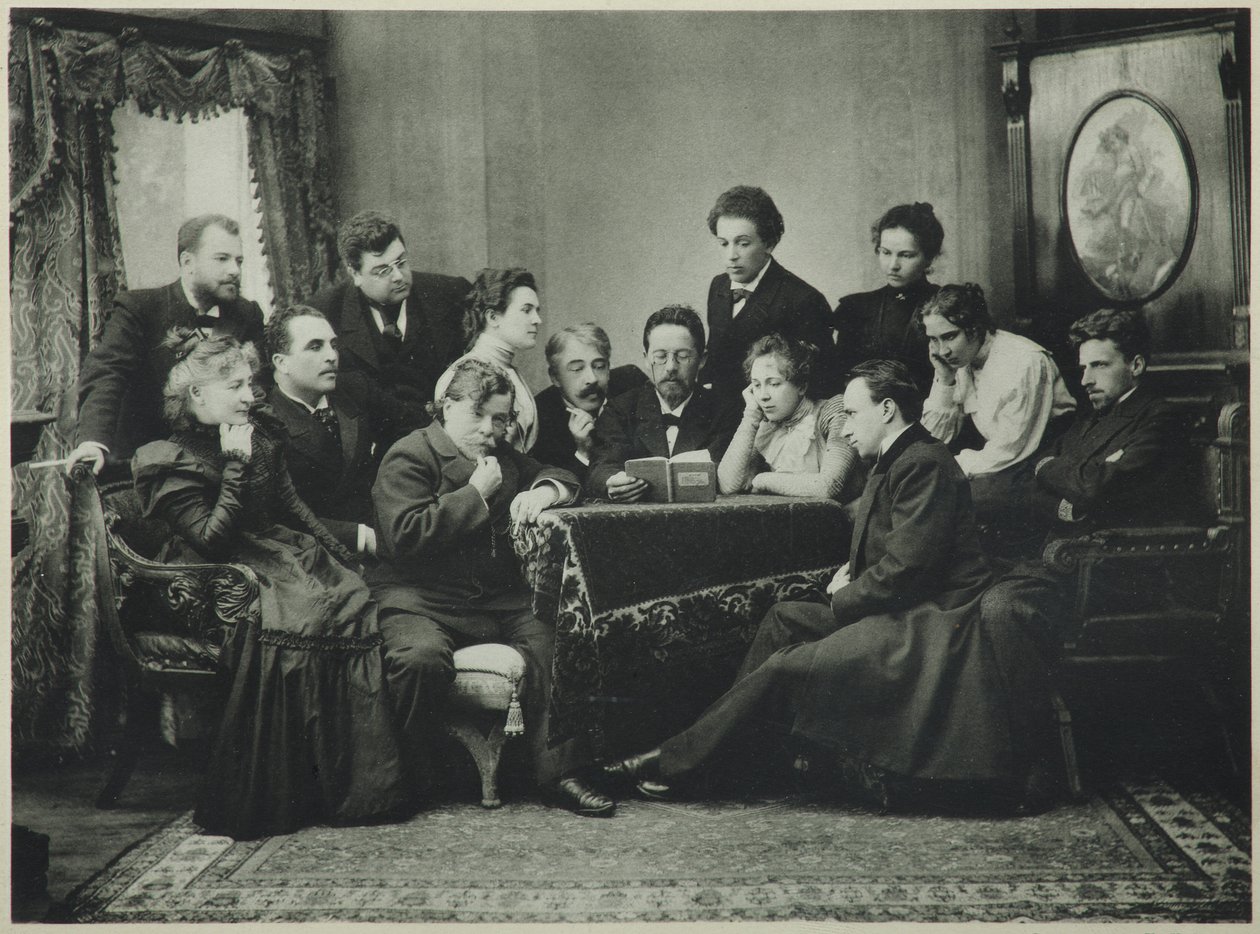Anton Čechov čte Raceka se společností Moskevského uměleckého divadla, 1899 od Pyotr Petrovich Pavlov