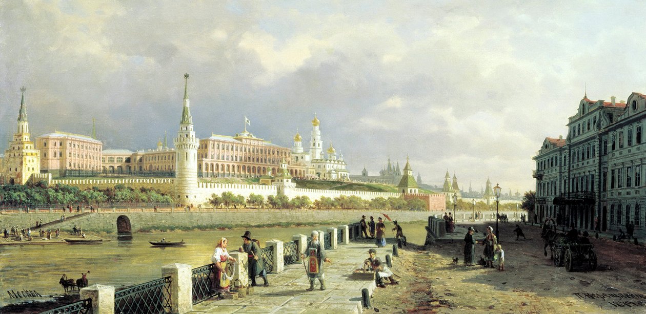 Pohled na Kreml z nábřeží Sophia v Moskvě, 1879. od Pjotr ​​​​Petrowitsch Wereschtschagin