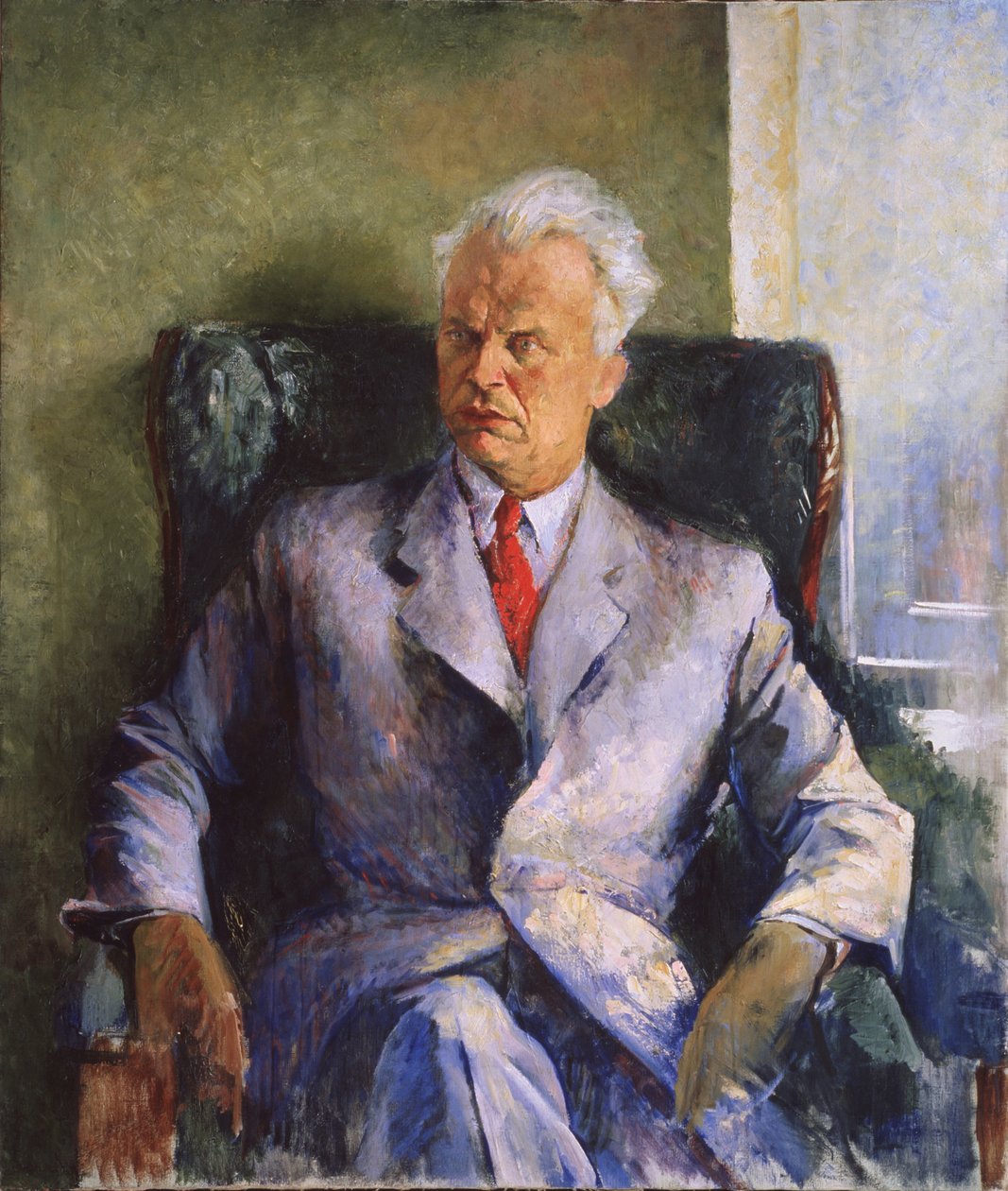 Portrét spisovatele, producenta a režiséra filmů Olexandra Dovženka 1894-1956, 1947 od Pyotr Vladimirovich Williams